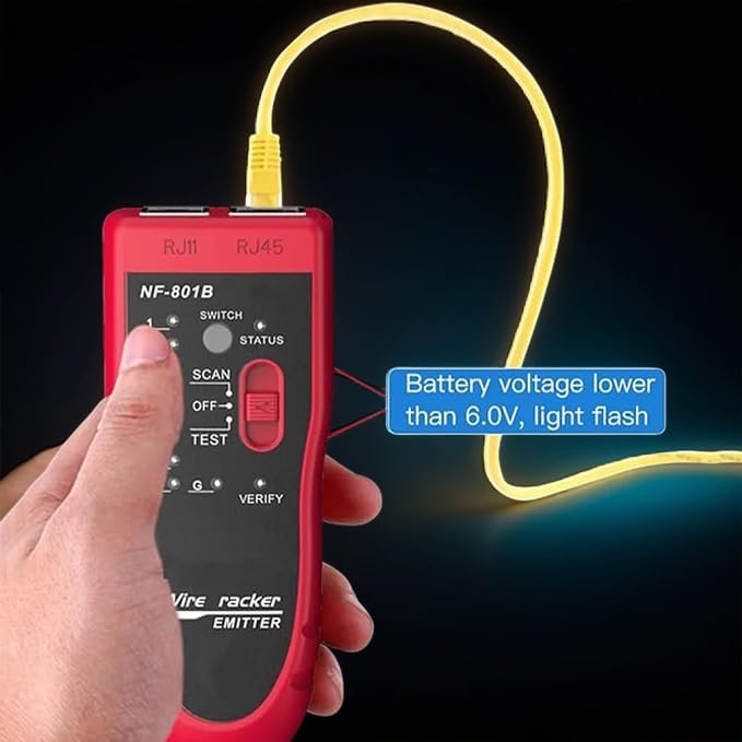 COOLCOLD LAN Cable Tester with Wire Tracker | RJ45 RJ11 Network Cable Tester & Line Finder | Ethernet LAN Cat5 Cat6 Cable Tracker for Telephone Phone Line Testing | Tone Probe Kit with 2×9V Batteries - Image 5