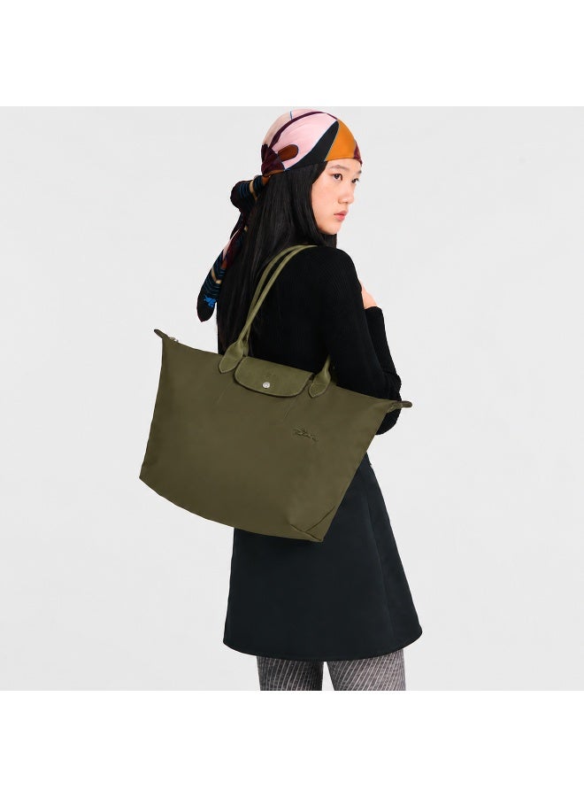 حقيبة توت كبيرة لونجشامب لو بلياج إصدار الذكرى السبعين، نايلون معاد تدويره أخضر زيتي - Image 2