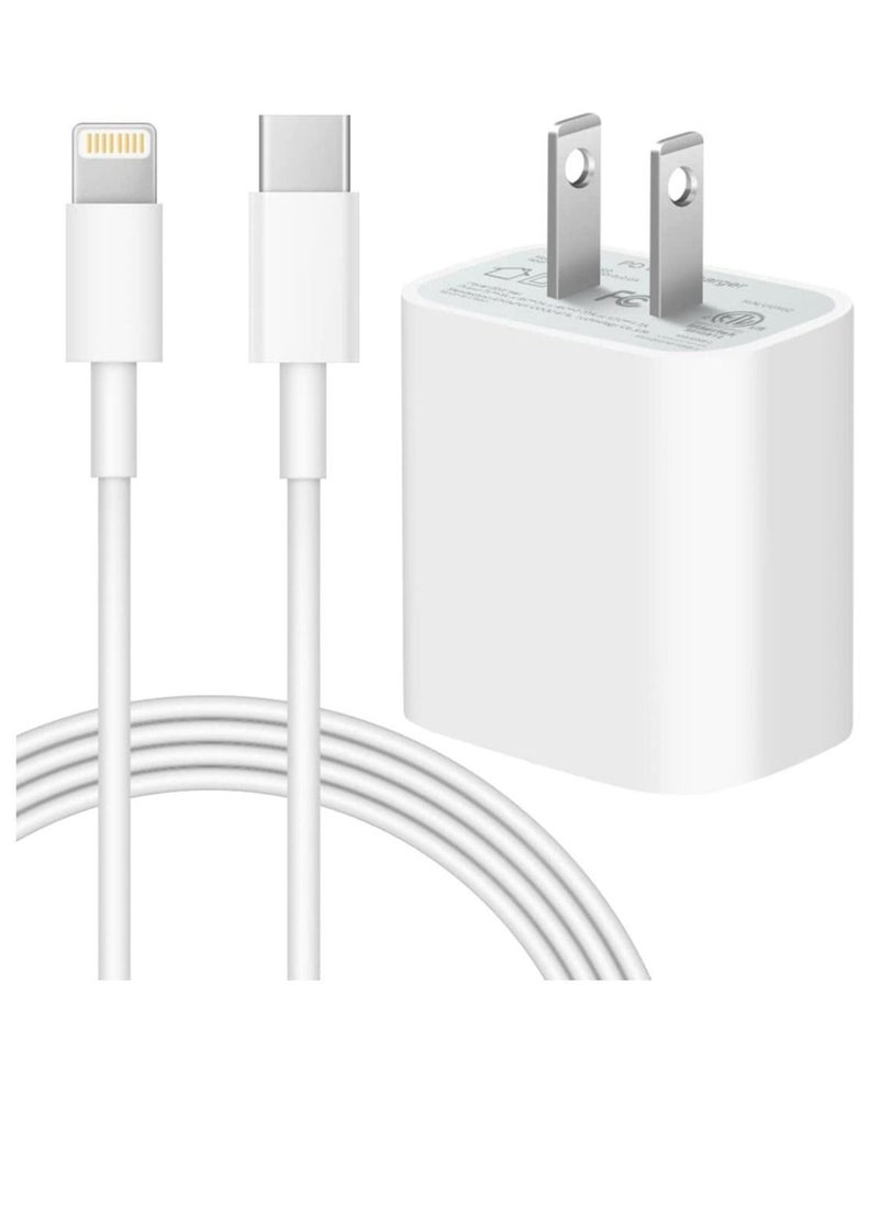 Fast Charger 【Apple MFi Certified】 20W PD Fast Type C Wall Charger with 6FT Charging Cable Compatible iPhone 13/13 Mini Pro Max/12 Pro Max/12 Mini/11 Pro - Image 1
