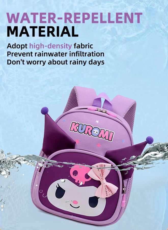 Kids Backpack - Lightweight Waterproof School Bag - Cartoon Girls School Bag Kids School Bag Kuromi Purple Mini School Bag For Preschoolers - Image 2