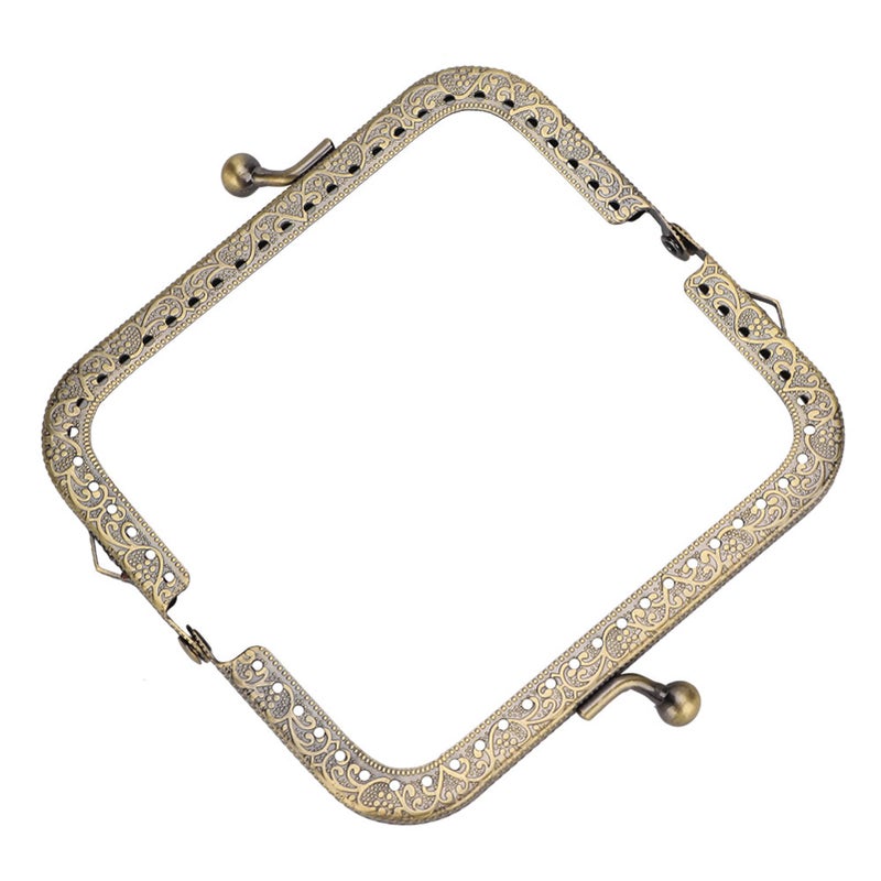 2pcs DIY Bag Handle Green Bronze Square Purse Frame Embossed Metal Handbag Handle (10.5cm) - Image 3