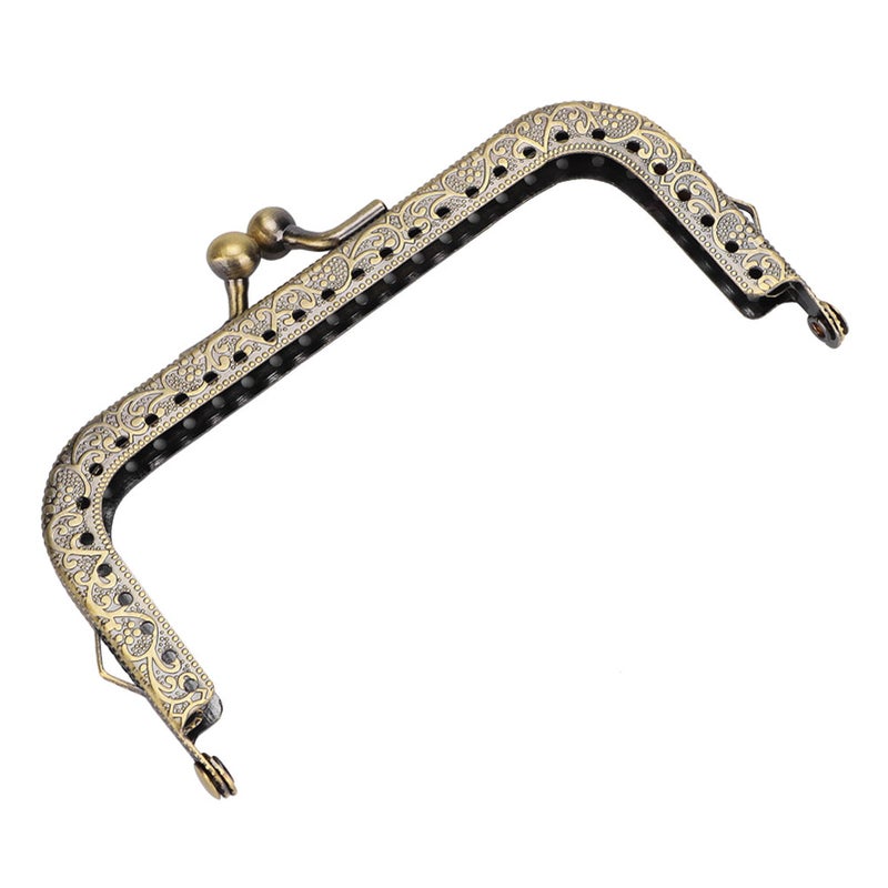 2pcs DIY Bag Handle Green Bronze Square Purse Frame Embossed Metal Handbag Handle (10.5cm) - Image 5