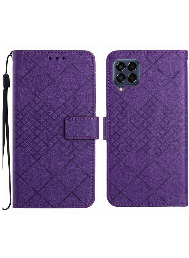 S-TOP Case For Samsung Galaxy M53 5G Rhombic Grid Texture Leather Phone Case - Image 1