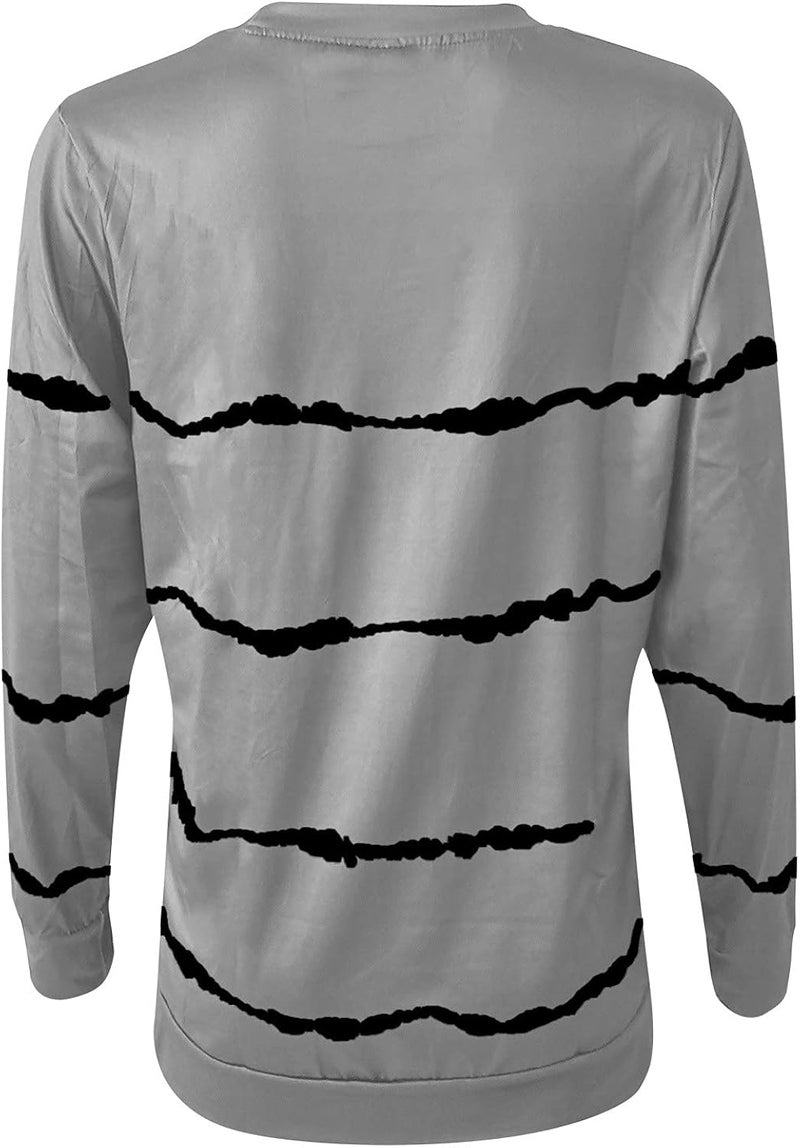 cheekyglo Womens 2022 Fall Winter Fashion Tops Casual Long Sleeve Crewneck Sweatshirt Blouse Striped Loose Soft Pullover Shirts - Image 5