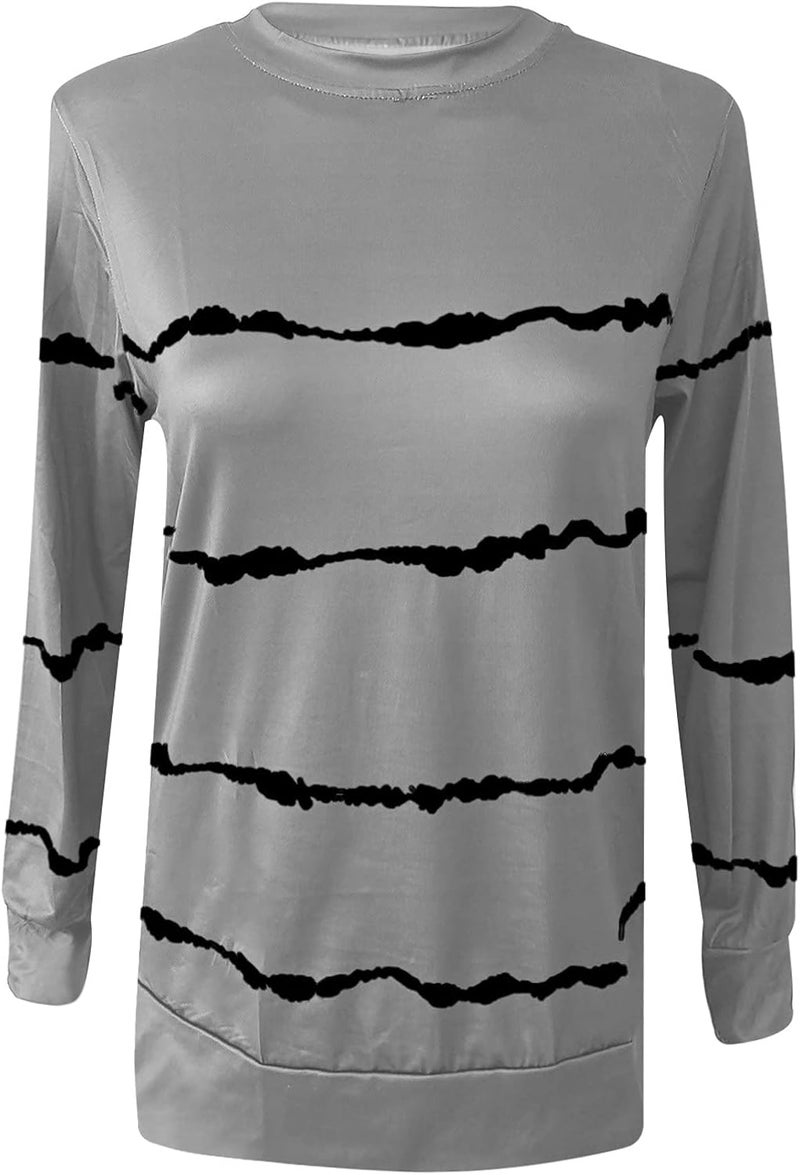 cheekyglo Womens 2022 Fall Winter Fashion Tops Casual Long Sleeve Crewneck Sweatshirt Blouse Striped Loose Soft Pullover Shirts - Image 4