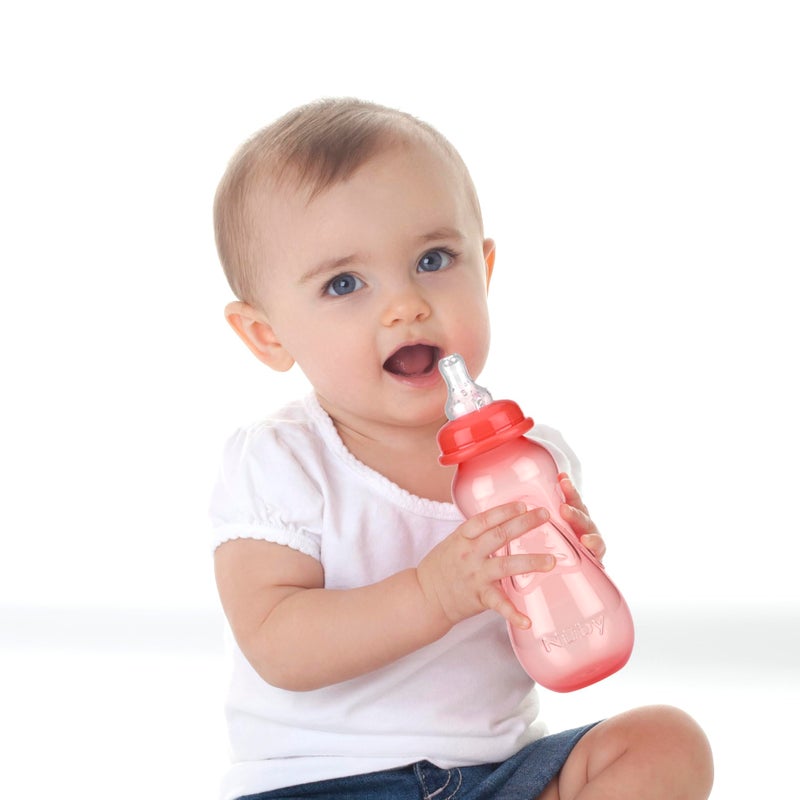 Nuby Non-Drip Standard Neck Bottles, 10 Ounce, Colors May Vary, Pack of 3 Bottles - Image 3