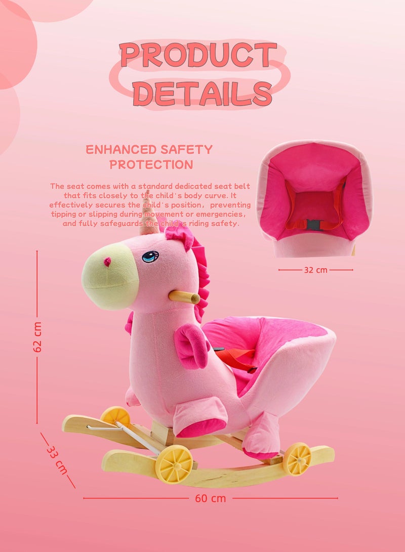 إيزي فيتشور حصان هزاز يونيكورن 2 في 1 من إيزي فيوتشر للأطفال الصغار، لعبة هزازة محشوة بعجلات ومنزلق - Image 2