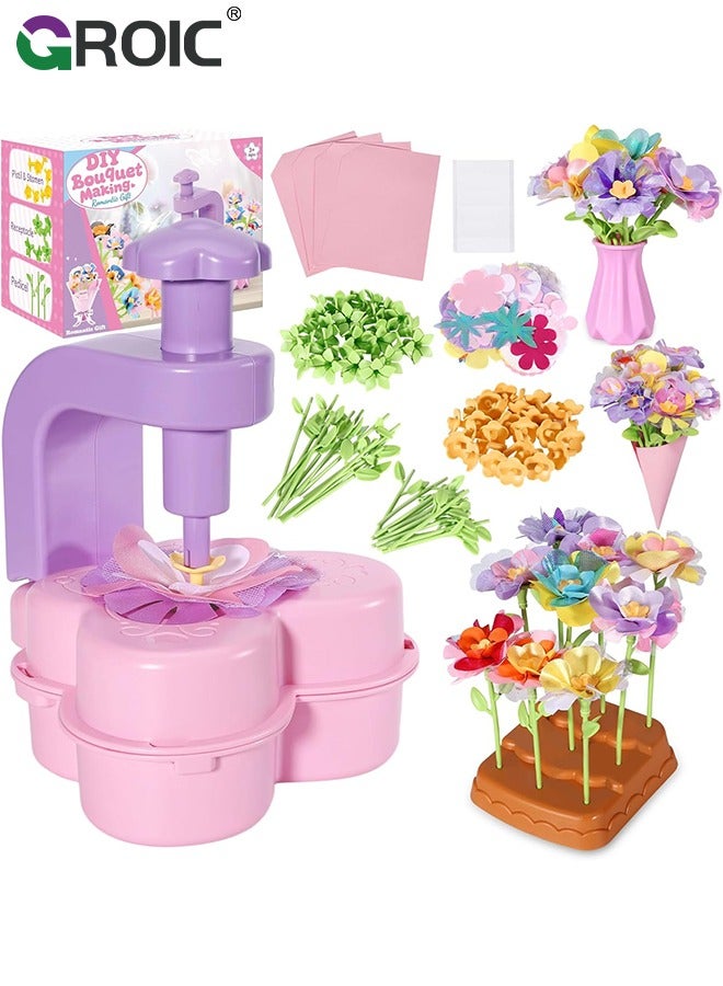 GROIC Fabric Flower Bouquets Toys,Arts and Crafts for Kids,DIY Flower Making Kit, Creative Arts and Crafts for Kids,Preschool Educational Toys for Building Your Flower Bouquet - Image 1