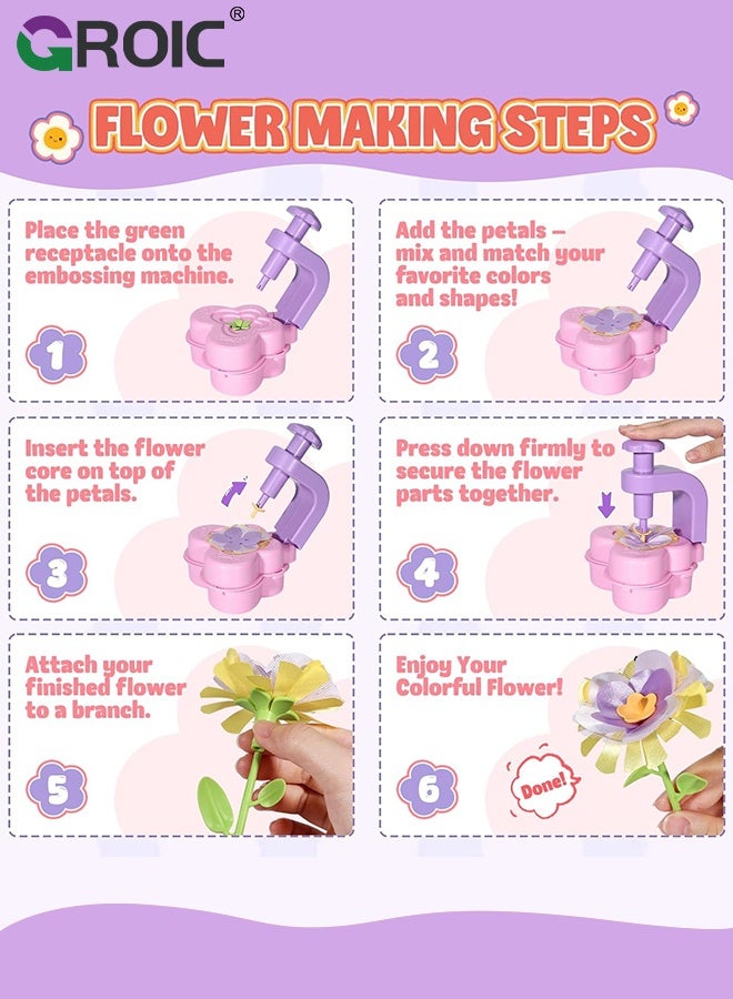 GROIC Fabric Flower Bouquets Toys,Arts and Crafts for Kids,DIY Flower Making Kit, Creative Arts and Crafts for Kids,Preschool Educational Toys for Building Your Flower Bouquet - Image 3