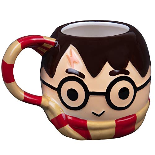 Harry Potter Figural Coffee Mug, 24 oz - Cute Chibi Design with Gryffindor Scarf Handle - Ceramic - Image 1