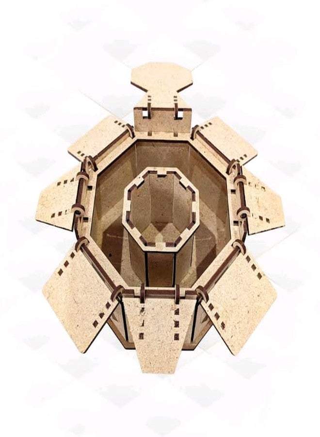 MeeCraft Laser-Cut Wooden Heptagonal Box - Fun DIY Project for Jewellery Storage & Decor (13.3x13.3x7.7cm, Brown) - Image 4