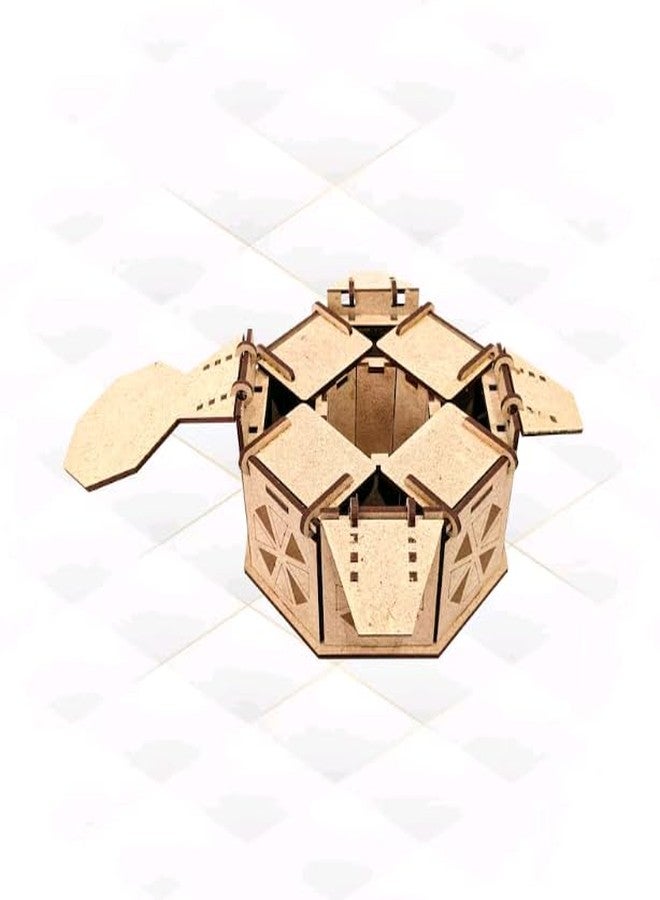 MeeCraft Laser-Cut Wooden Heptagonal Box - Fun DIY Project for Jewellery Storage & Decor (13.3x13.3x7.7cm, Brown) - Image 5