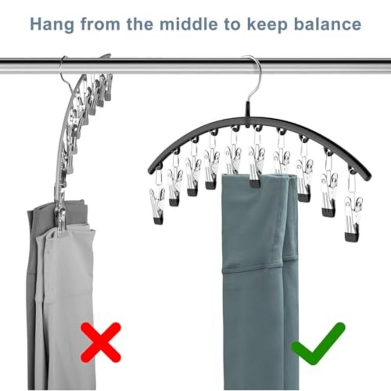 Legging Organizer for Closet, Metal Yoga Pants Hangers w/10 Clips Holds 20 Leggings, Space Saving Hanging Closet Organizer w/Rubber Coated Closet Organizers and Storage - Image 5