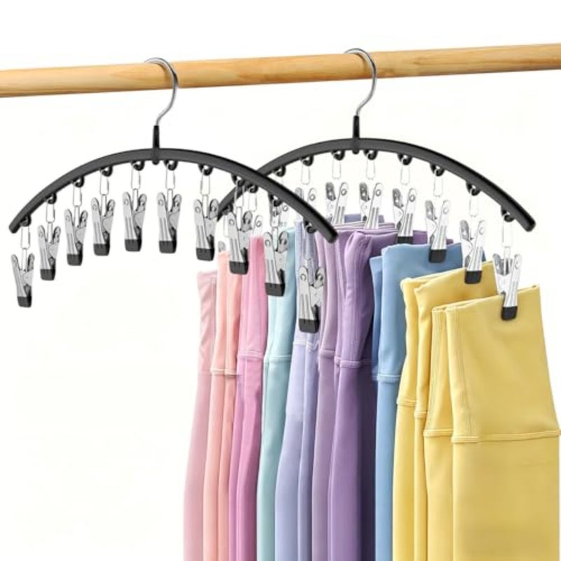 Legging Organizer for Closet, Metal Yoga Pants Hangers w/10 Clips Holds 20 Leggings, Space Saving Hanging Closet Organizer w/Rubber Coated Closet Organizers and Storage - Image 1