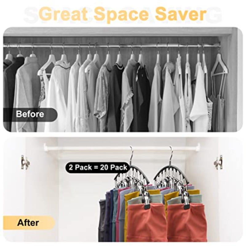 Legging Organizer for Closet, Metal Yoga Pants Hangers w/10 Clips Holds 20 Leggings, Space Saving Hanging Closet Organizer w/Rubber Coated Closet Organizers and Storage - Image 3