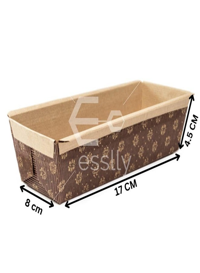 Esslly صينية قالب كعكة بار ورقية غير لاصقة من إيسلي - 17x8x4.5 سم | تصميم زهور بني جذاب وقوي | قابلة للاستخدام مرة واحدة، آمنة في الفرن، سهلة التنظيف | عبوة من 10 - Image 3