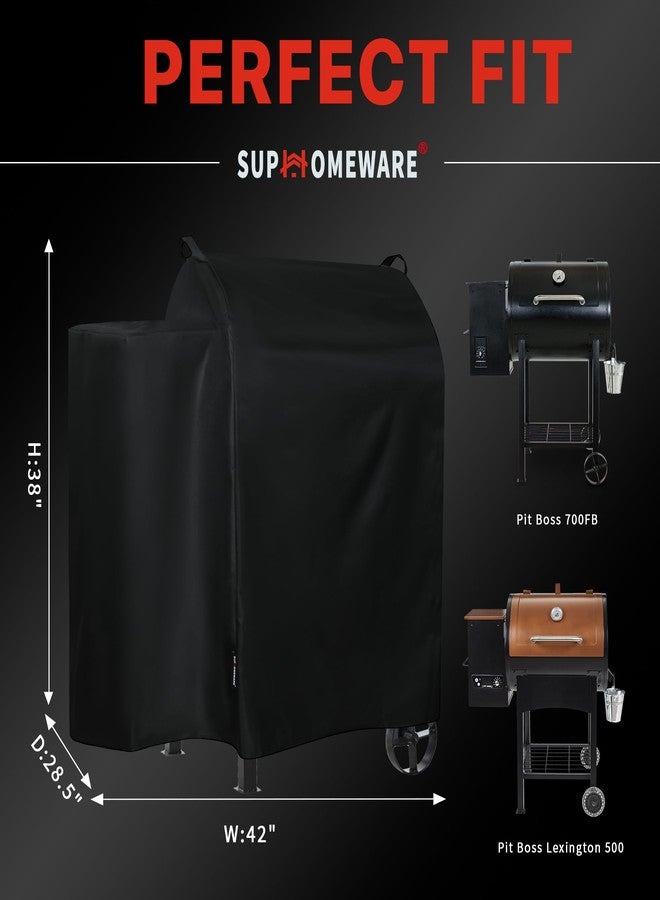 Suphomeware Ventical Pellet Smoker Cover for Pit Boss 4/5 Series，PBV4PS1，PBV5PW1，PBV4PS2, 600D Black Waterproof Grill Cover with Speacial Zipper Design. - Image 2