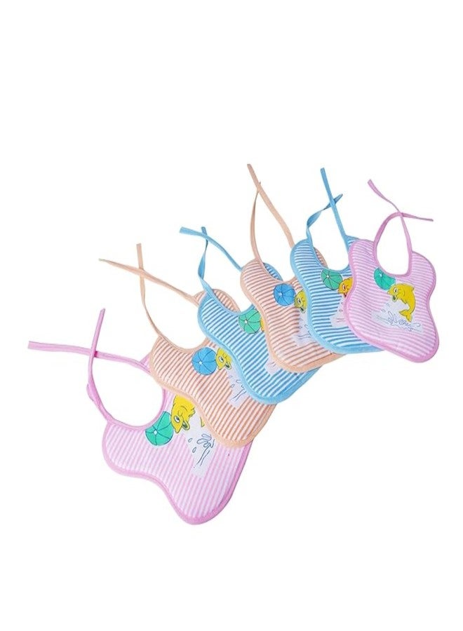 Lala Maneet Bibs for Baby Dolphin0 to 12 Month Babies Feeding Infants and Toddlers Pack of 6 | Front Cotton Back PVC Waterproof Baby Bibs, Ultra Soft Skin Friendly, Baby Bibs Assorted Colour - Image 1