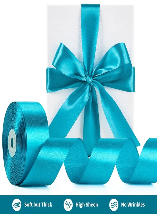 Mauproy 1-1/2 Inch Wide Peacock Blue Satin Ribbon, 50 Yards Turquoise Solid Polyester Fabric Ribbon for Roses Making, Gift Wrapping, Flower Bouquets, Wedding Decorations, Handmade Crafts - Image 3