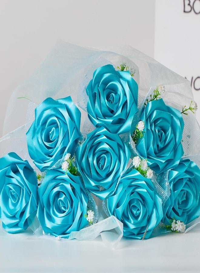 Mauproy 1-1/2 Inch Wide Peacock Blue Satin Ribbon, 50 Yards Turquoise Solid Polyester Fabric Ribbon for Roses Making, Gift Wrapping, Flower Bouquets, Wedding Decorations, Handmade Crafts - Image 5