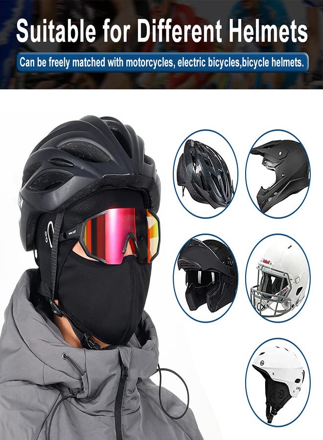 SYOSI قبعات دراجة شتوية تحت الخوذة، قبعة فليس حرارية مع غطاء وجه للرجال والنساء مقاومة للماء والرياح، قبعة جمجمة للدراجات، قبعة تزلج، قناع بالاكلافا، بطانة خوذة للدراجات للدراجات الرياضية - Image 4