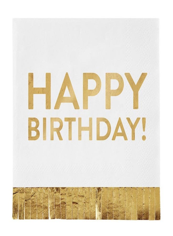 Slant Collections Birthday Party Cocktail/Beverage Fringed Paper Napkins, 20-Count, Happy Birthday - Image 1