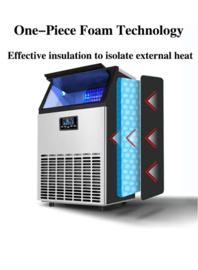 Cool Baby Commercial Ice Maker Ice Machine Self Clean, 36 Cubes per Batch in 11-18 Minutes 55KG/24H,15KG Storage Bin, Advanced LCD Panel w/Clear Indicators。Automatic water intake and bottled water can be used - Image 2