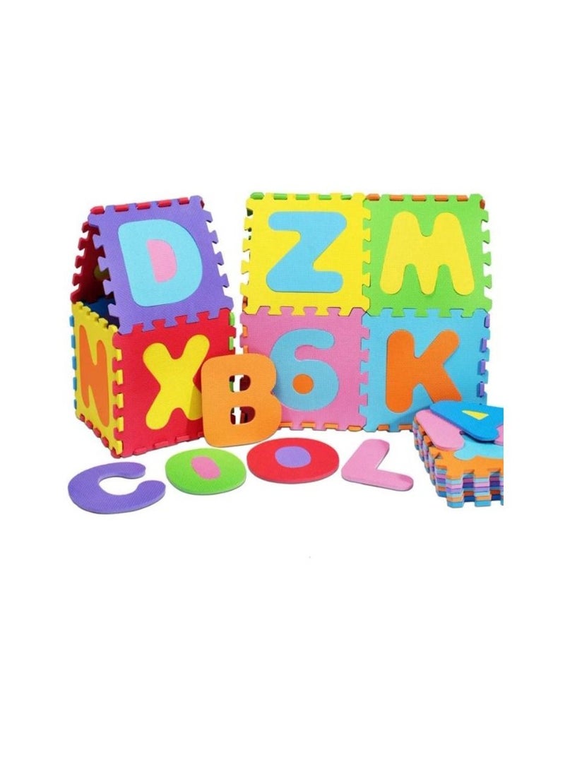 إيفا 36 قطعة من سجادة اللعب المصنوعة من الفوم للأطفال والبلاط المتشابك للأرضيات مع مجموعة ألعاب ألغاز الأبجدية والأرقام متعددة الألوان - Image 2