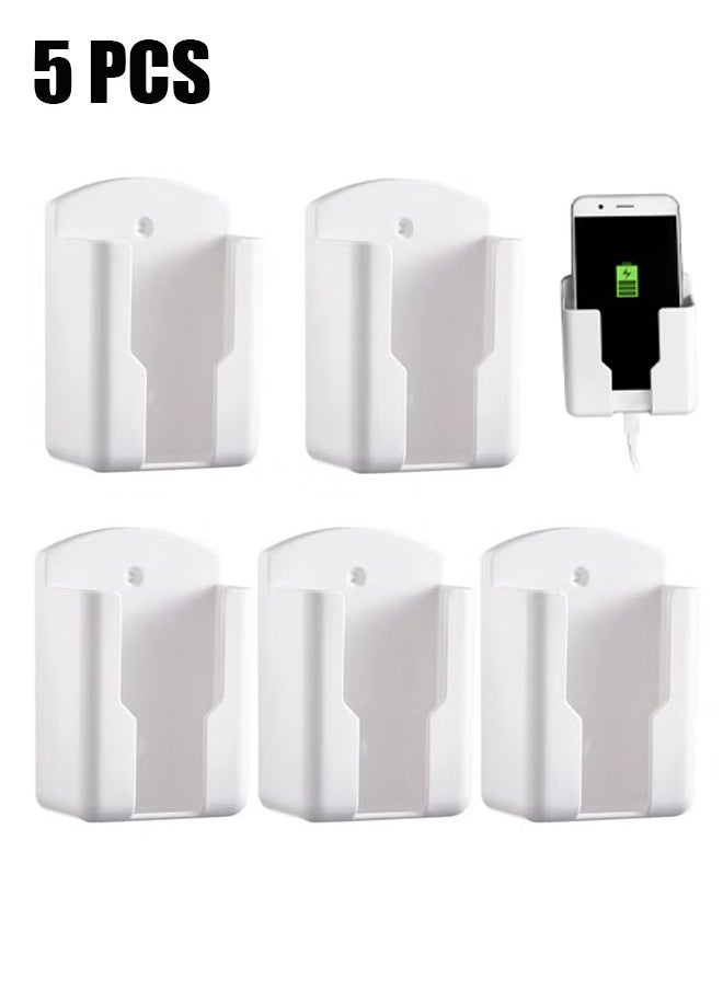 HY Wall Mount Remote Control Holder, 5 Pcs TV Air Conditioner Remote Control Holder, Wall Mount Storage Box Organizer, for Home Nightstand Office Desk School Supply Storage (White)  - Image 1
