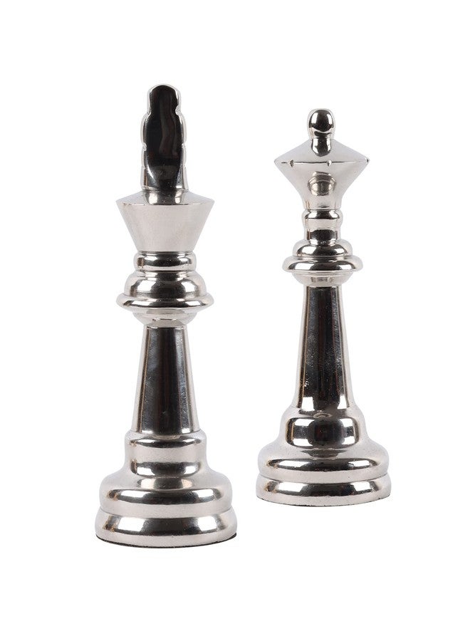 Decor de Maison Brings Handcrafted Chess King Queen Small - Set Decorative Showpiece|chess pieces for home decor|Sculpture for Livingroom, Drawingroom, Office, Table, Desk & Shelf In Silver (6x6x14cm) - Image 2