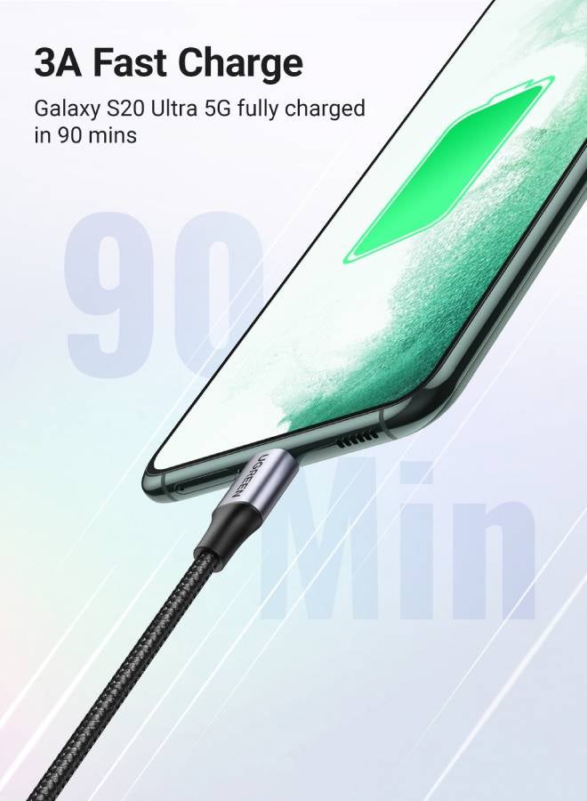 Ugreen USB C Cable 2M USB A to Type C Cable Nylon Braided Fast Charger Compatible with Samsung Galaxy S21, Note 20, MacBook Pro, Nintendo Switch, Huawei, iPad mini 6, GoPro Hero 7,PS5 Controller, etc - Image 2