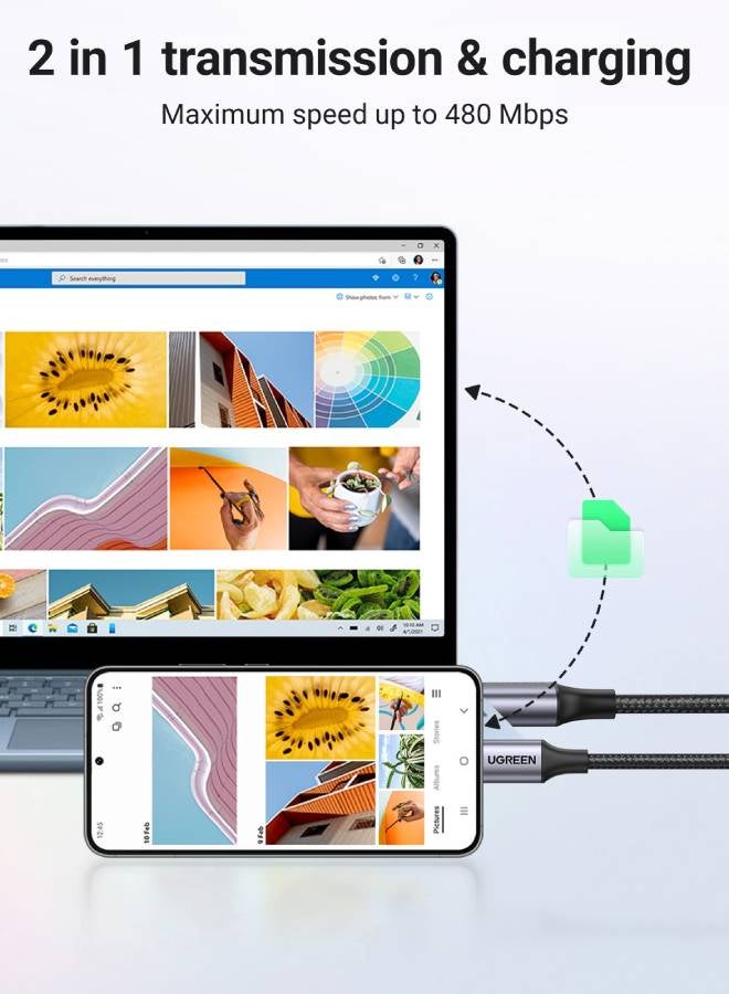 Ugreen USB C Cable 2M USB A to Type C Cable Nylon Braided Fast Charger Compatible with Samsung Galaxy S21, Note 20, MacBook Pro, Nintendo Switch, Huawei, iPad mini 6, GoPro Hero 7,PS5 Controller, etc - Image 5