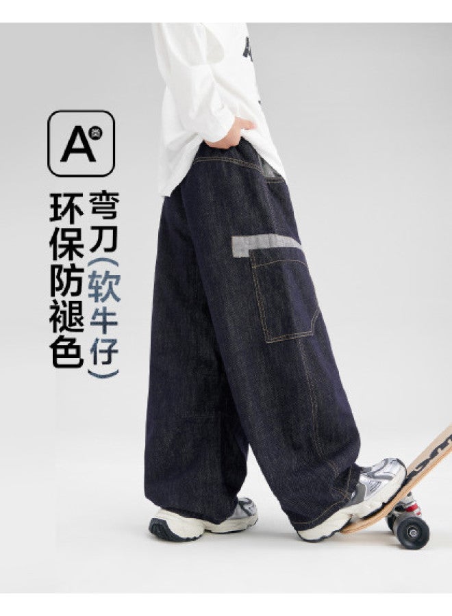 Zuoxi Boys' Jeans Spring/autumn Style Kids' Cargo Pants Loose Trendy Big Boys' Trousers 2025 New Long Pants - Image 1