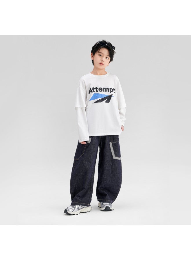 Zuoxi Boys' Jeans Spring/autumn Style Kids' Cargo Pants Loose Trendy Big Boys' Trousers 2025 New Long Pants - Image 5