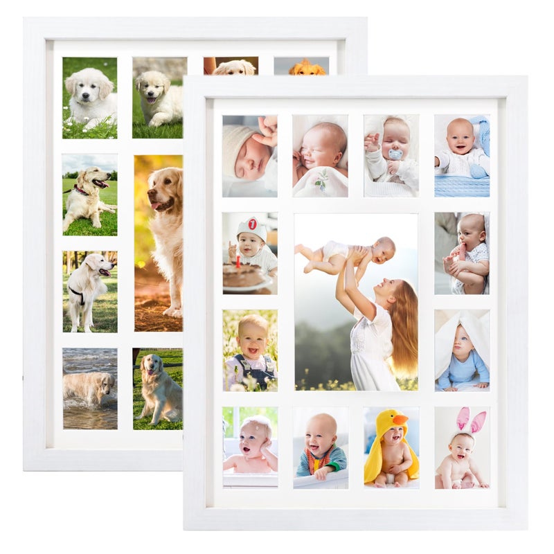 FramePro School Years Picture Frame K-12 Day Graduation Photo Collage White Frame with Mat, Displays One 5x7 Photo and Twelve 2.5x3.5 Pictures, Pack of 2 - Image 1