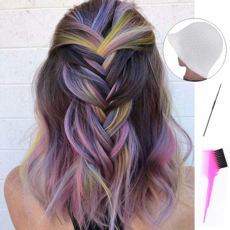 RJMBMUP Silicone Highlight Caps Set for Color Hair 2 PCS Professional Reusable Highlighting Caps with Hooks & Salon Hairdressing Dyeing Staining Tools for Women Men - Image 5