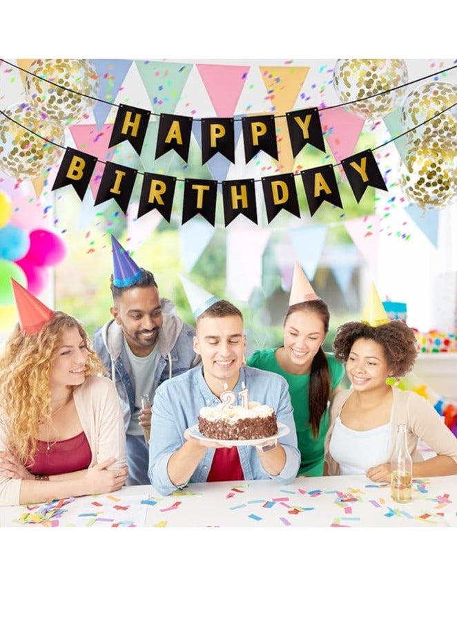 لافتة حفلات مع 5 بالونات لاتكس ذهبية ورقية مثالية لتزيين حفلات أسود - Image 3