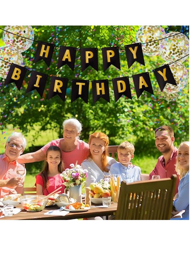 لافتة حفلات مع 5 بالونات لاتكس ذهبية ورقية مثالية لتزيين حفلات أسود - Image 5