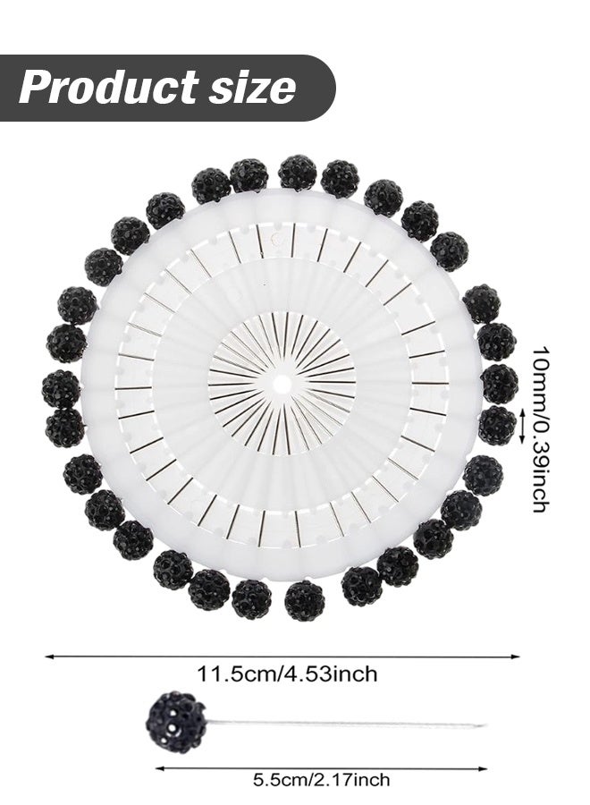 Sweet Life 30PCS Hijab Pins with Safety Caps - Black Crystal Rhinestone Ball Muslim Hijab Scarf Pins - Image 2