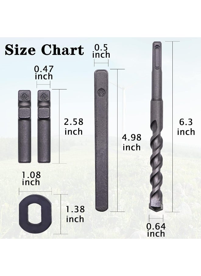 Csdtylh 6Pieces Rock Splitting Wedges And 1Pieces Rotary Hammer Drill Bit, Wedge And Feather Shims, Stone Splitter Tools For Granites, Concretes, Boulders, Volcanic Rocks, Limestone Rocks  - Image 3