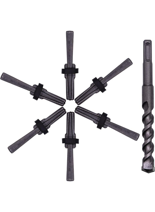Csdtylh - 6Pieces Rock Splitting Wedges And 1Pieces Rotary Hammer Drill Bit, Wedge And Feather Shims, Stone Splitter Tools For Granites, Concretes, Boulders, Volcanic Rocks, Limestone Rocks - Image 1