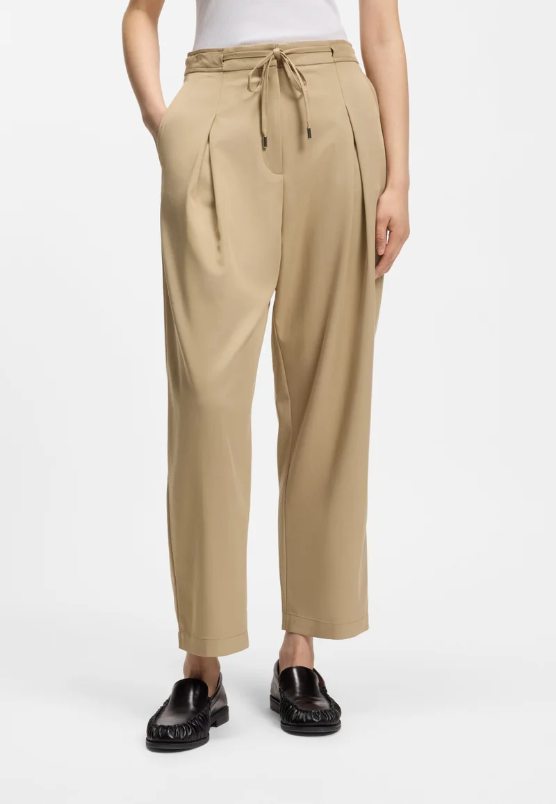 BOSS Tapered-fit trousers with front pleats