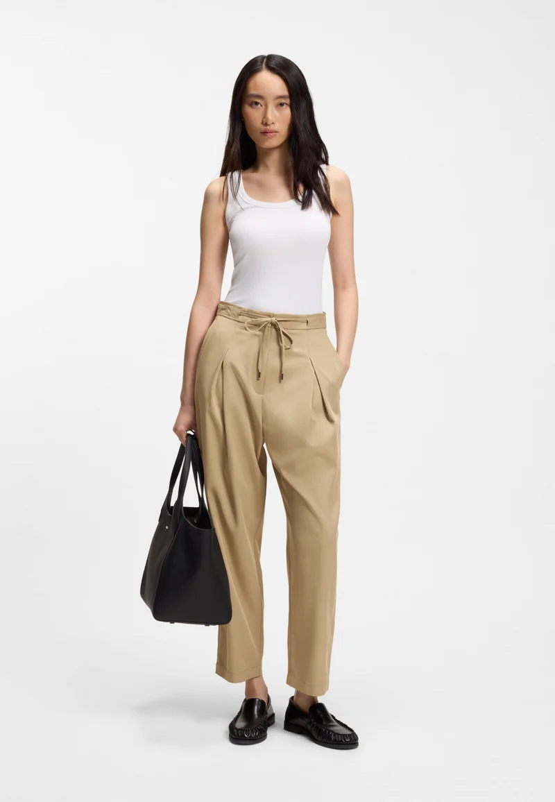BOSS Brown Tapered-fit trousers with front pleats for Women | Best Price UAE
