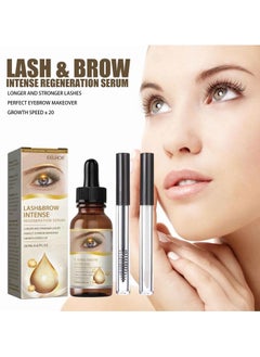 Lash & Brow Intense Regeneration Serum, 20ml Eyelash Growth Serum, Growth Boosting Eyelash Serum, Brow Enhancing Serum Lash Repairing Regenerating Essence for Longer Fuller Thicker Lashes