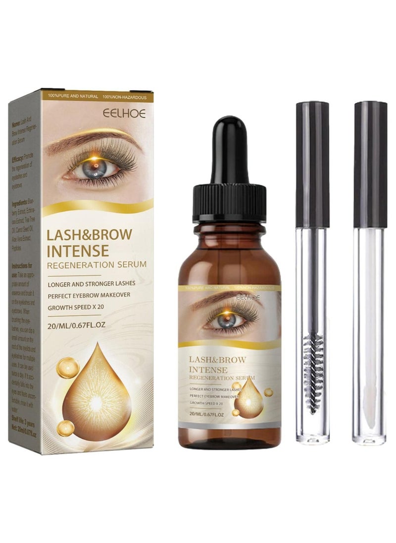 EELHOE - Lash & Brow Intense Regeneration Serum, 20ml Eyelash Growth Serum, Growth Boosting Eyelash Serum, Brow Enhancing Serum Lash Repairing Regenerating Essence for Longer Fuller Thicker Lashes - Image 1
