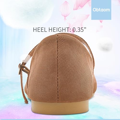 Obtaom Mary Jane Flat Shoes Round Toe Ballet Flats for Women Dressy Fabric Business Flats Comfortable Classic Strap Flats for Office(Brown,US7) - Image 5
