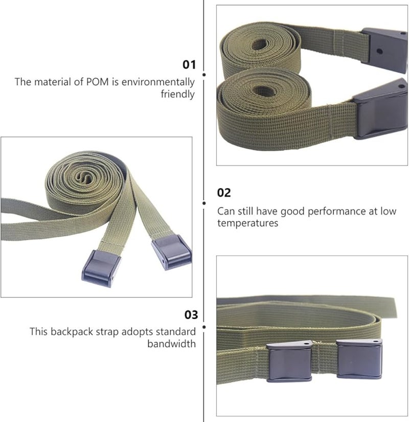 Military Green Tie Down Straps 3pcs Quick Tightening Buckle for Cargo Securing Camping Backpack - Image 3