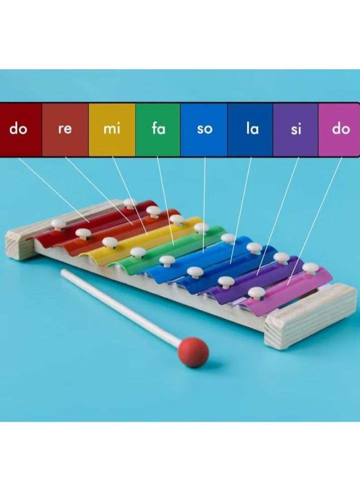 Axylphone Natural Wooden Puzzle Toy for Toddlers, Musical Octave Xylophone with Wooden Base for Learning and Educational Musical Instruments.  - Image 3