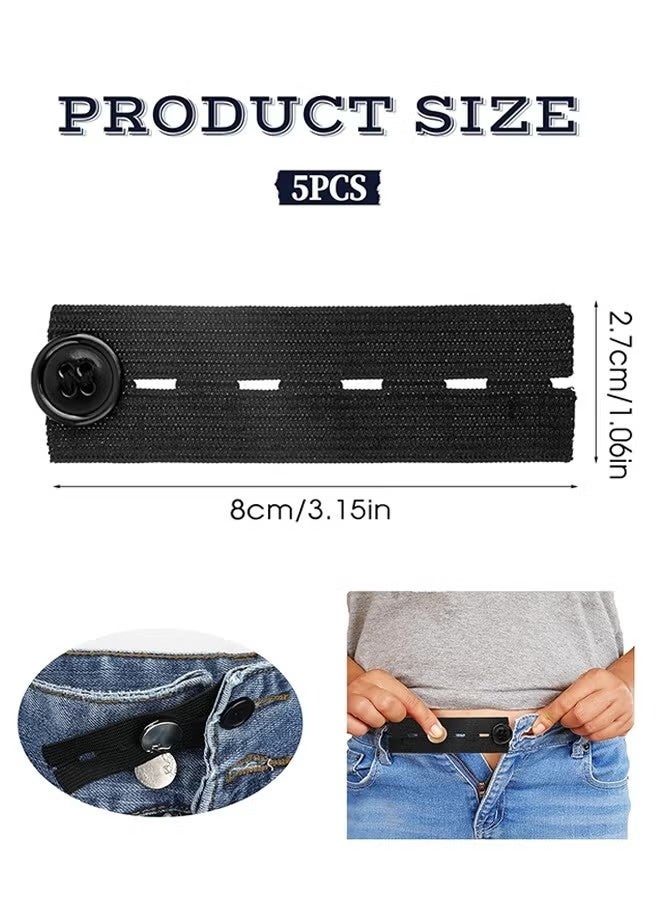 10 PCS Waist Extender Button Elastic Comfy Adjustable Waistband Expanders for Men and Women Jeans Pants Skirt Dress Trousers (Black) - Image 3