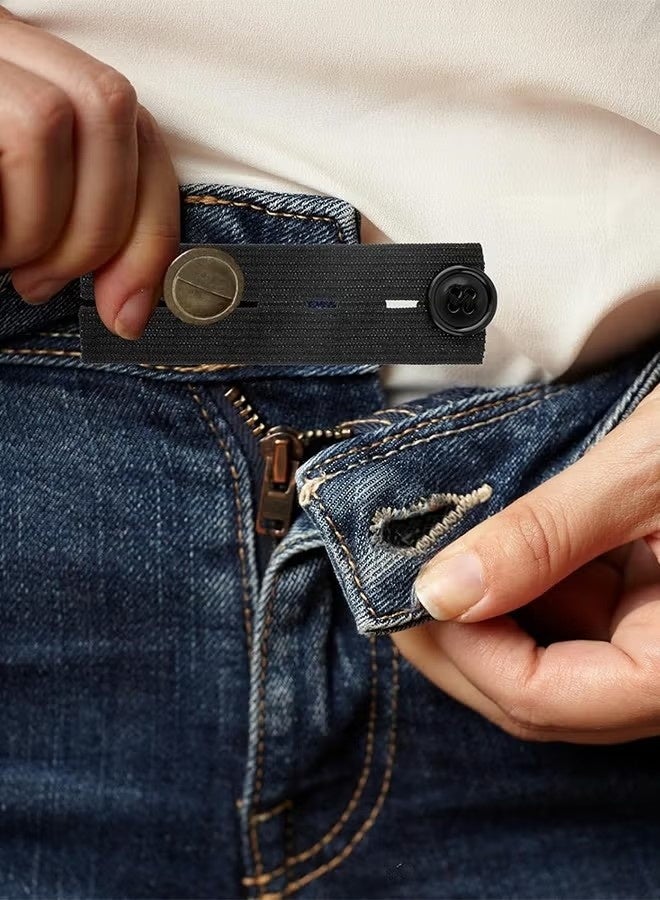 10 PCS Waist Extender Button Elastic Comfy Adjustable Waistband Expanders for Men and Women Jeans Pants Skirt Dress Trousers (Black) - Image 2